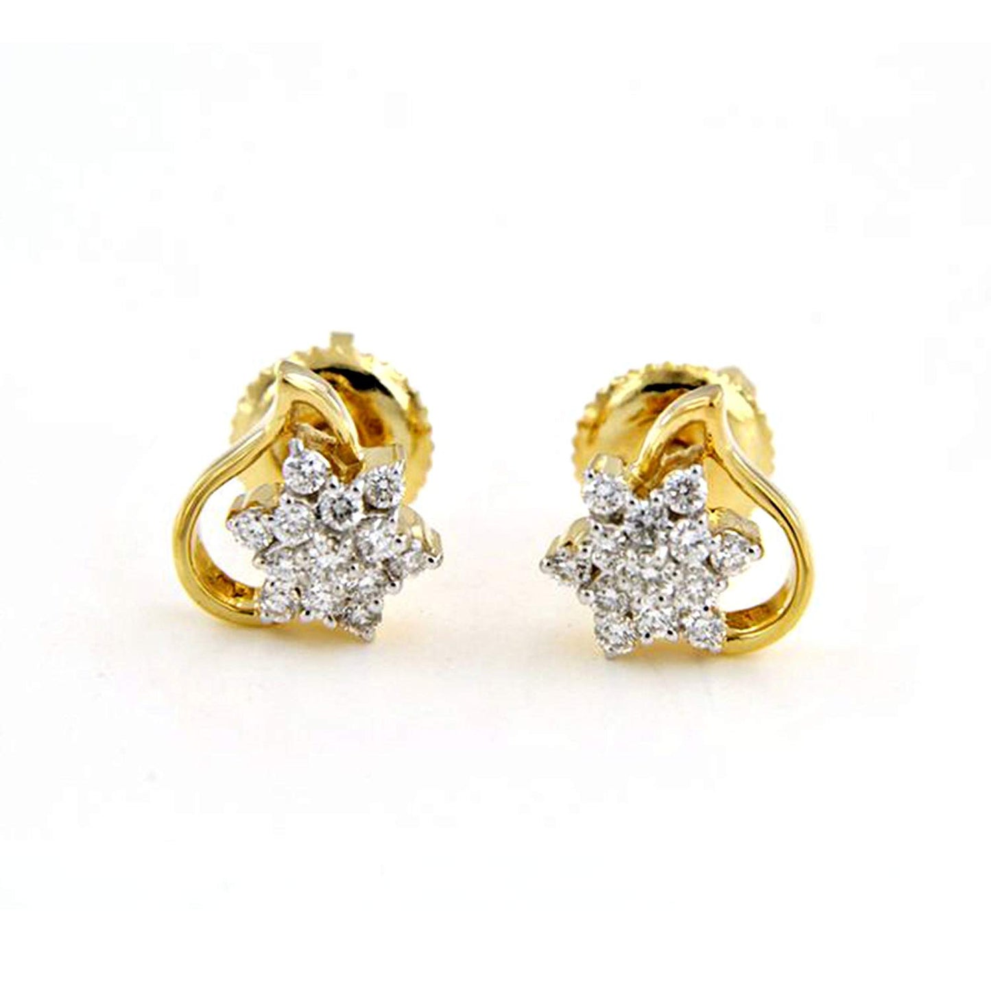atjewels Women's White Diamond Cluster Stud Earrings in 18k Yellow Gold Plated 925 Sterling Silver MOTHER'S DAY SPECIAL OFFER - atjewels.in