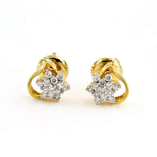 atjewels Women's White Diamond Cluster Stud Earrings in 18k Yellow Gold Plated 925 Sterling Silver MOTHER'S DAY SPECIAL OFFER - atjewels.in