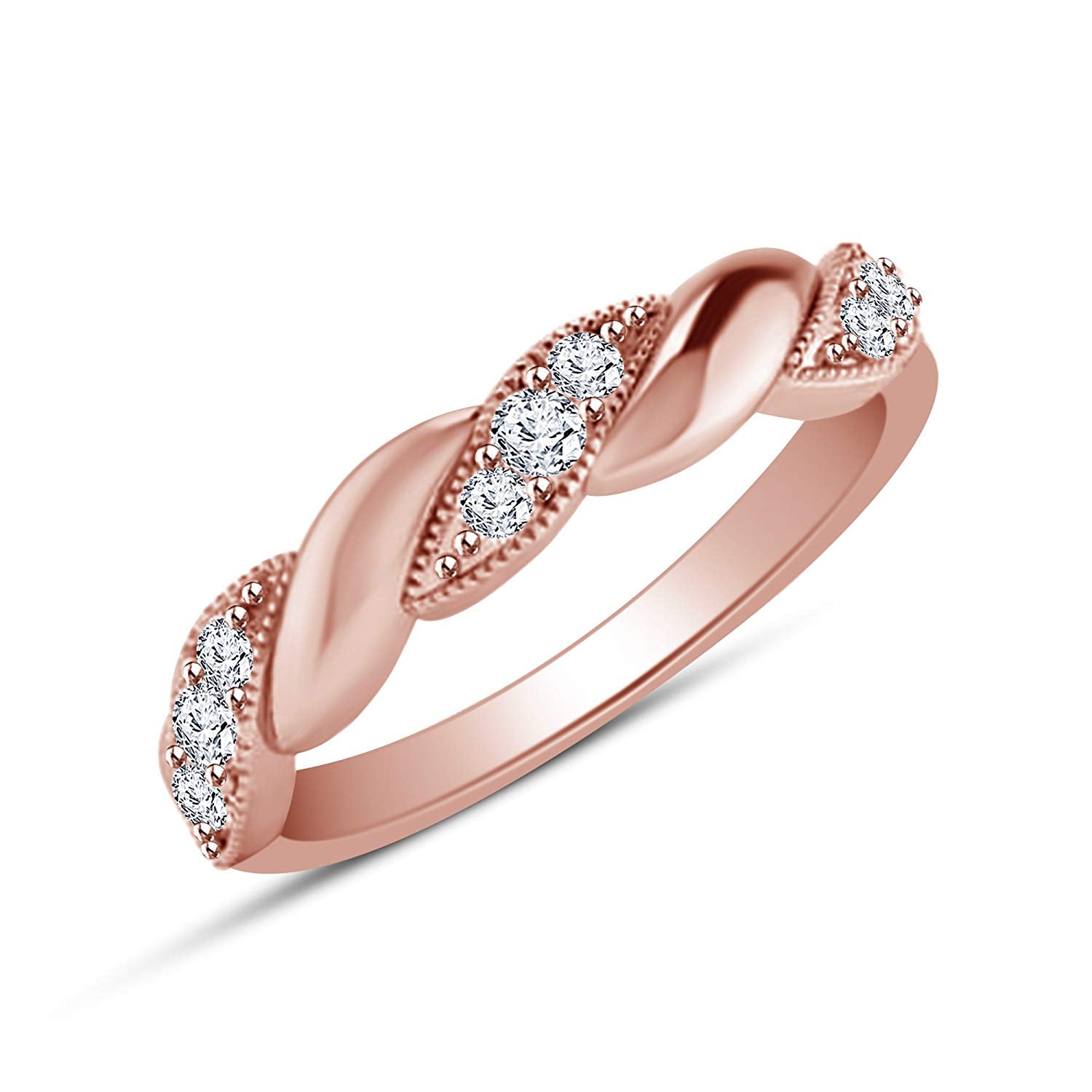 atjewels Round White Zirconia in14K Rose Gold Over 925 Silver Sterling Engagement Ring MOTHER'S DAY SPECIAL OFFER - atjewels.in