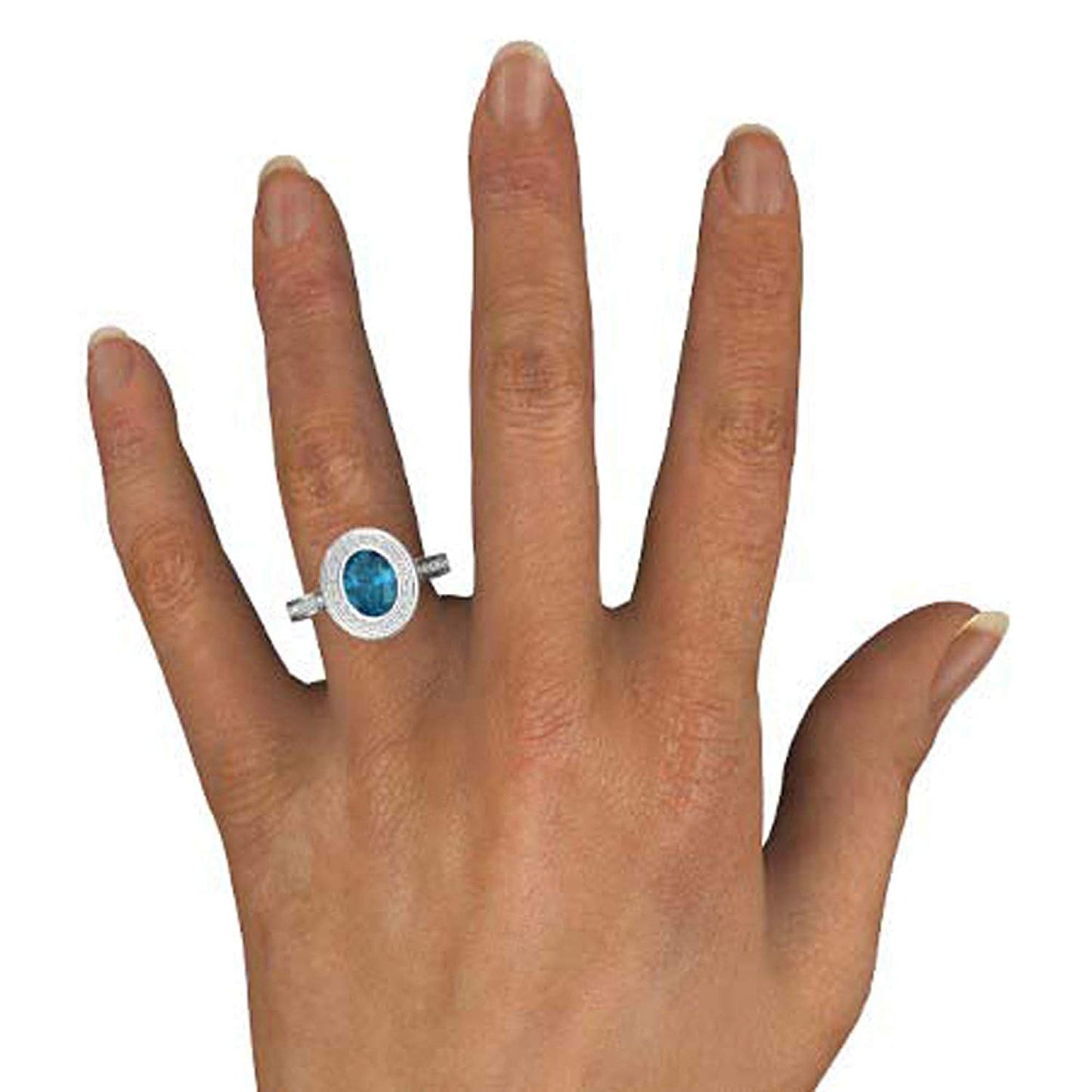 atjewels .925 Sterling Silver Oval Shape Blue Topaz Engagement/Wedding Ring Variation For Women's & Girl's - atjewels.in