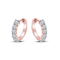 atjewels 18k Rose Gold Plated on 925 Sterling Silver Round White CZ Engagement Bali Earrings MOTHER'S DAY SPECIAL OFFER - atjewels.in