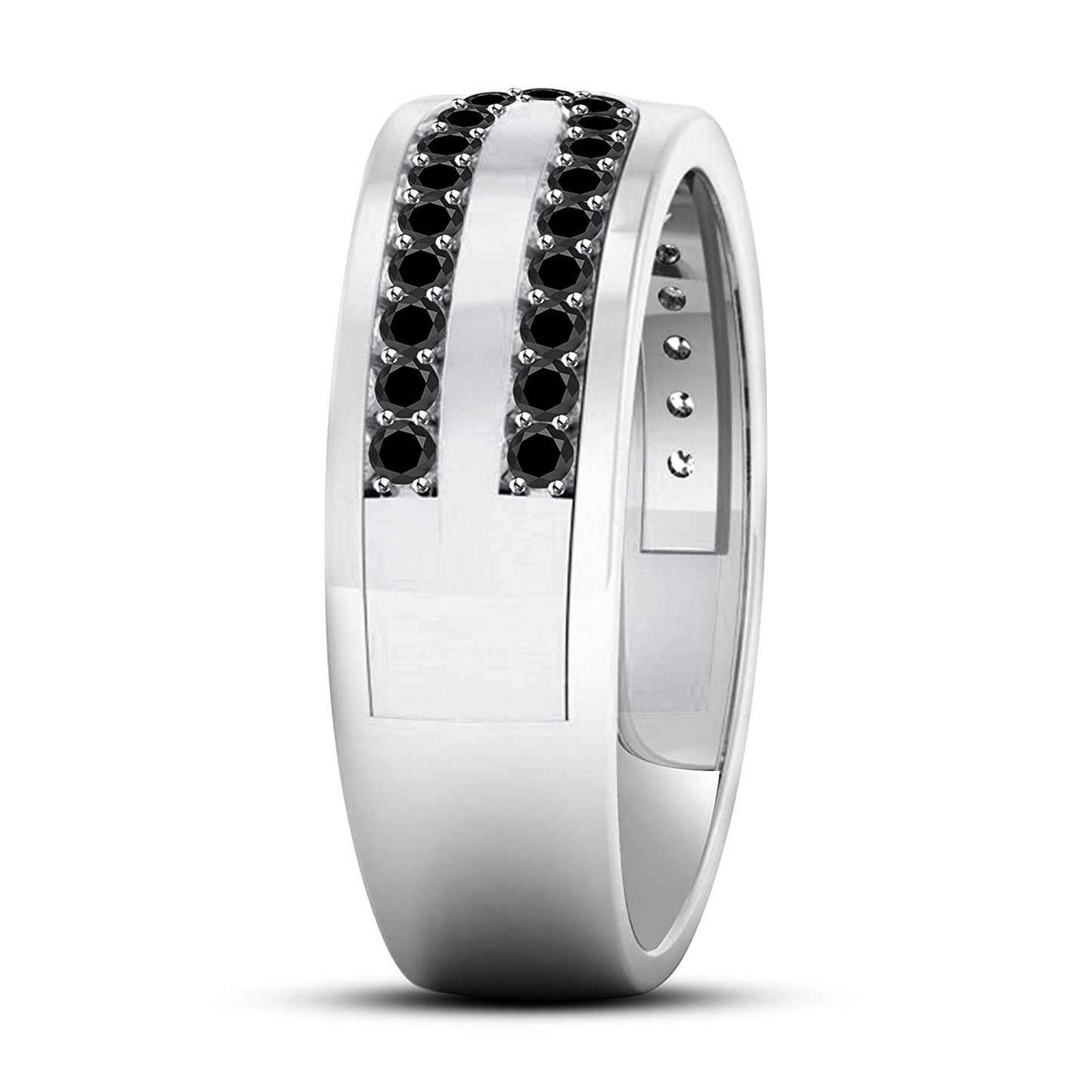 atjewels 14K White Gold Over 925 Silver Sterling Round Black Zirconia Engagement Ring MOTHER'S DAY SPECIAL OFFER - atjewels.in