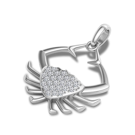 atjewels Sea Crab Pendant For Men's in 18K White Gold On .925 Silver With Round White Simulated Diamond MOTHER'S DAY SPECIAL OFFER - atjewels.in