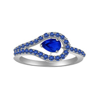 atjewels 925 Sterling Silver Pear and Round Blue Sapphire Solitaire With Accent Ring MOTHER'S DAY SPECIAL OFFER - atjewels.in