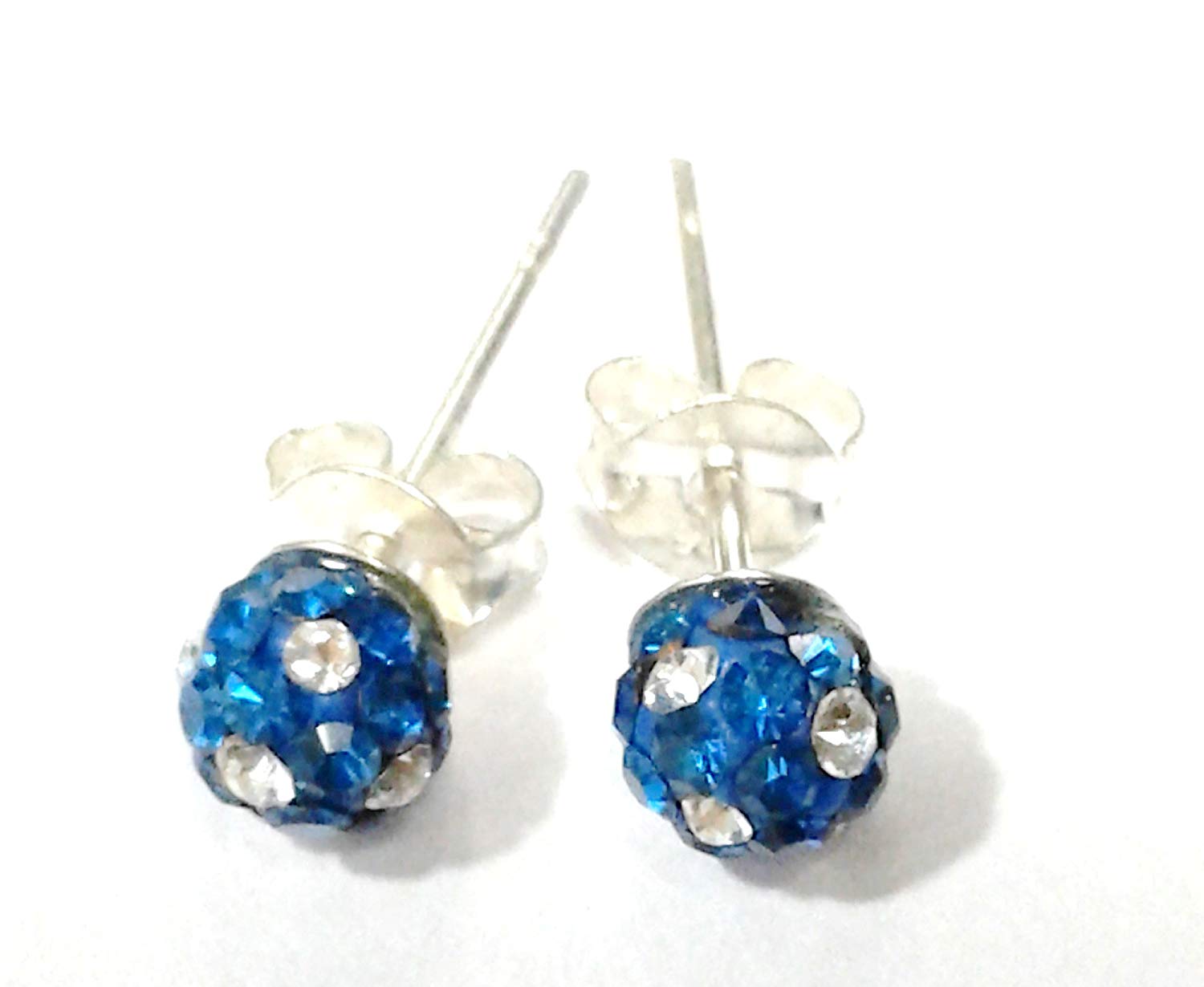 atjewels Round Cut Crystal Sterling Silver Pave Ball Stud Earrings, Crystal Fireball Disco Ball Earrings 1 Pair For Girl's and Women's Fancy Party Wear Earrings - atjewels.in