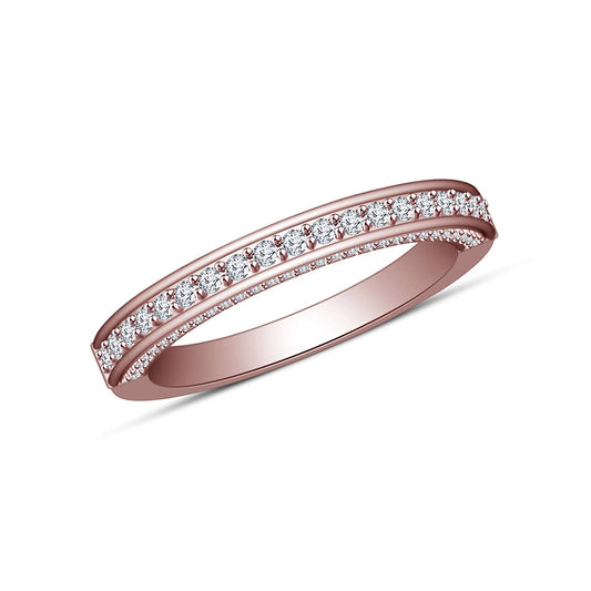 atjewels 14K Rose Gold Plated on 925 Silver Round White CZ Wedding Band Ring(Rose) MOTHER'S DAY SPECIAL OFFER - atjewels.in
