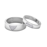 atjewels 18K White Gold Plated .925 Silver White Diamond Couple Heart Bridal Ring set for Women's MOTHER'S DAY SPECIAL OFFER - atjewels.in