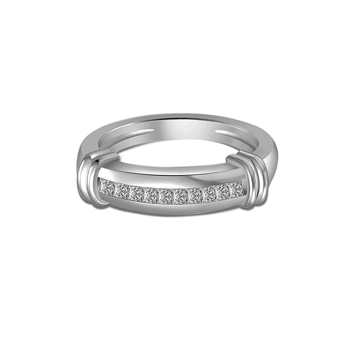 atjewels 14K White Gold Over 925 Sterling Silver Round White CZ Engagement Trio Ring Set MOTHER'S DAY SPECIAL OFFER - atjewels.in