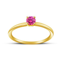 atjewels Pink Sapphire With 18K Yellow Gold Over .925 Sterling Silver Solitaire Ring MOTHER'S DAY SPECIAL OFFER - atjewels.in