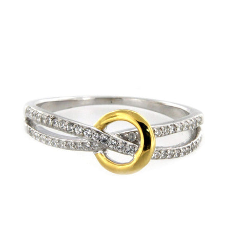 atjewels 18K Yellow Gold Over .925 Sterling White Cubic Zirconia Bypass Ring MOTHER'S DAY SPECIAL OFFER - atjewels.in