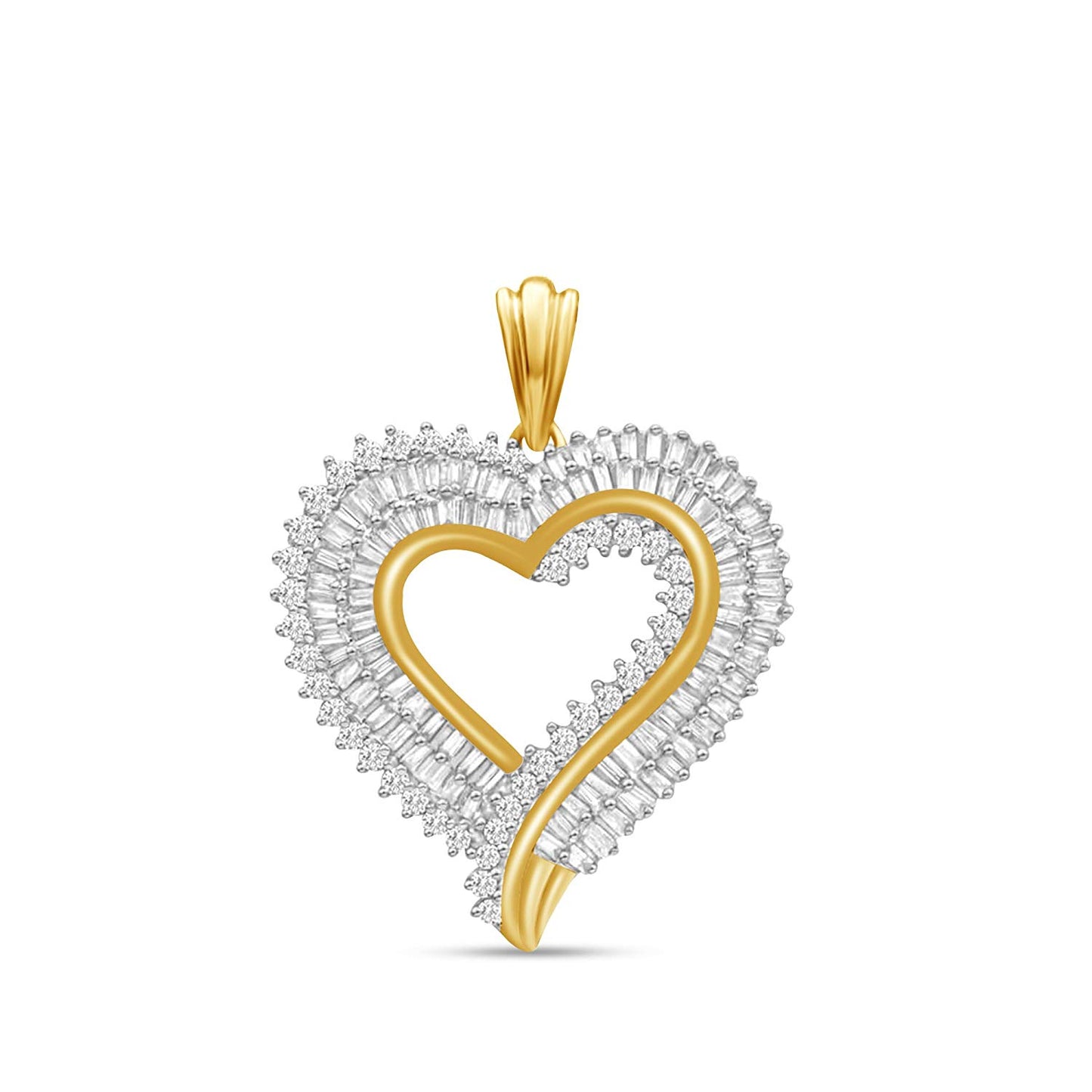 atjewels 18K Yellow Gold On .925 Sterling Silver Baguette & Round Cut White CZ Fashion Pendant MOTHER'S DAY SPECIAL OFFER - atjewels.in