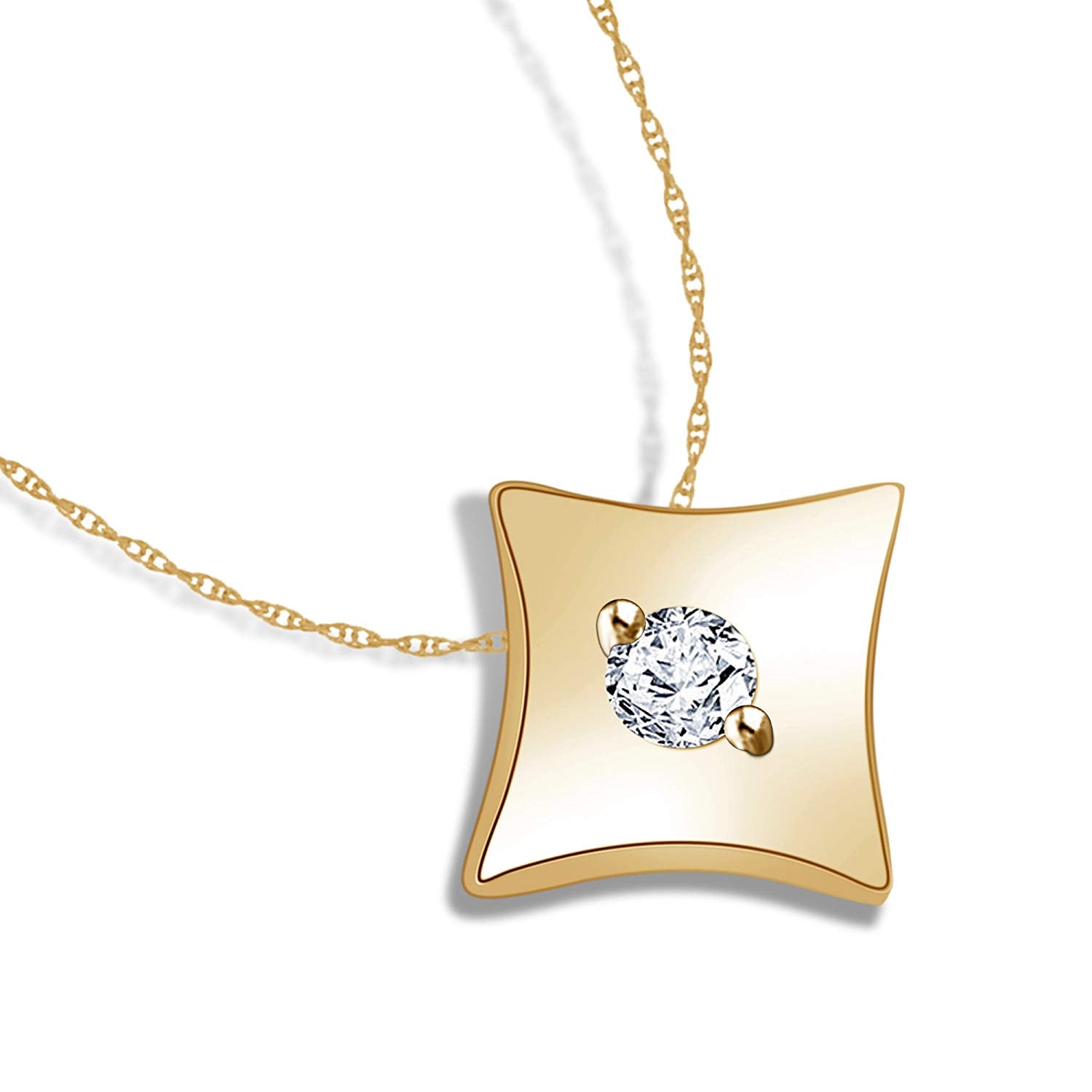 atjewels Yellow Gold Plated 925 Sterling Silver White CZ Angle Heart Pendant Without Chain MOTHER'S DAY SPECIAL OFFER - atjewels.in