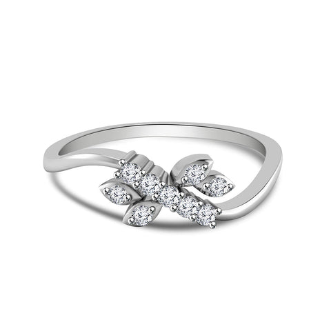 atjewels 14K White Gold on 925 Silver Round White CZ Fancy Ring MOTHER'S DAY SPECIAL OFFER - atjewels.in