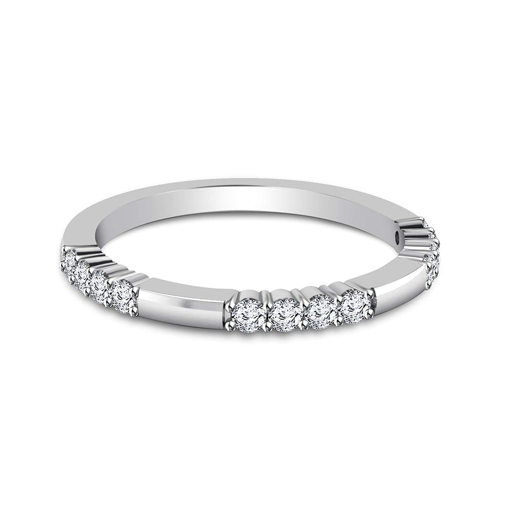 atjewels 18K White Gold Over 925 Sterling Silver Round White CZ Engagement Band Ring MOTHER'S DAY SPECIAL OFFER - atjewels.in