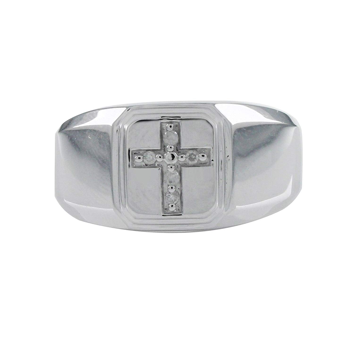 atjewels Round Cut White CZ .925 Sterling Silver Men's Cross Engagement Ring For Men's & Boy's For Christmas Special - atjewels.in