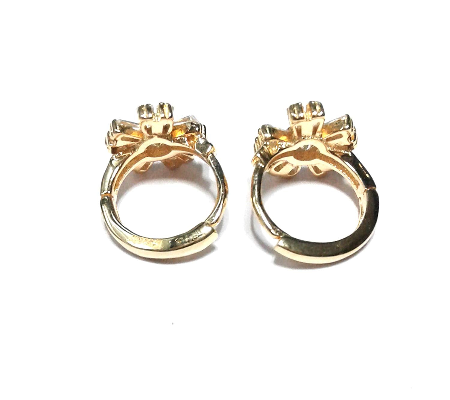 atjewels Baguette White CZ 14k Yellow Gold Over 925 Sterling Silver Hoop Earrings For Girl's and Women's For MOTHER'S DAY SPECIAL OFFER - atjewels.in