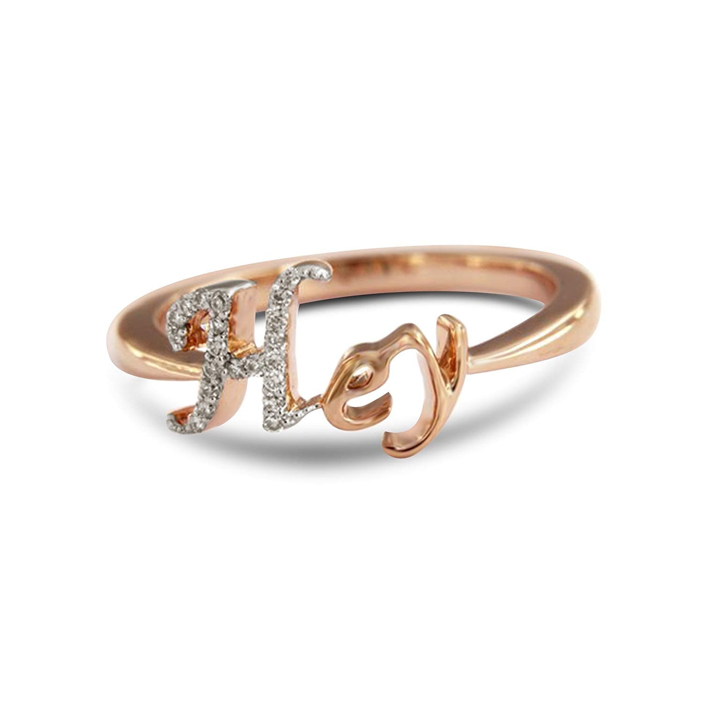 atjewels 14K Rose Gold Plated on 925 Sterling Silver with White Round Zirconia Hey Ring For Unisex MOTHER'S DAY SPECIAL OFFER - atjewels.in