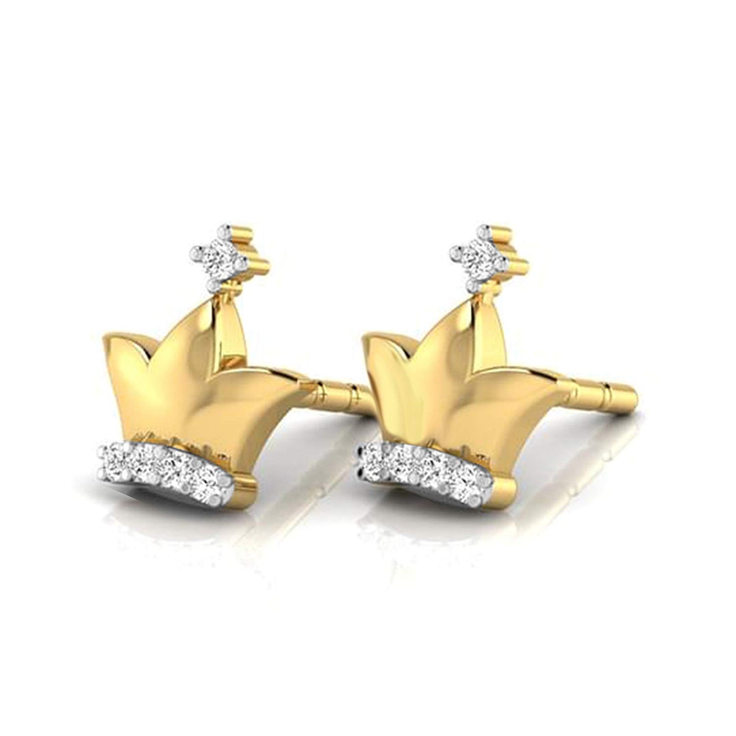 atjewels Kids Collection Round White CZ in 14K Yellow Gold Over 925 Sterling Silver Stud Earrings MOTHER'S DAY SPECIAL OFFER - atjewels.in