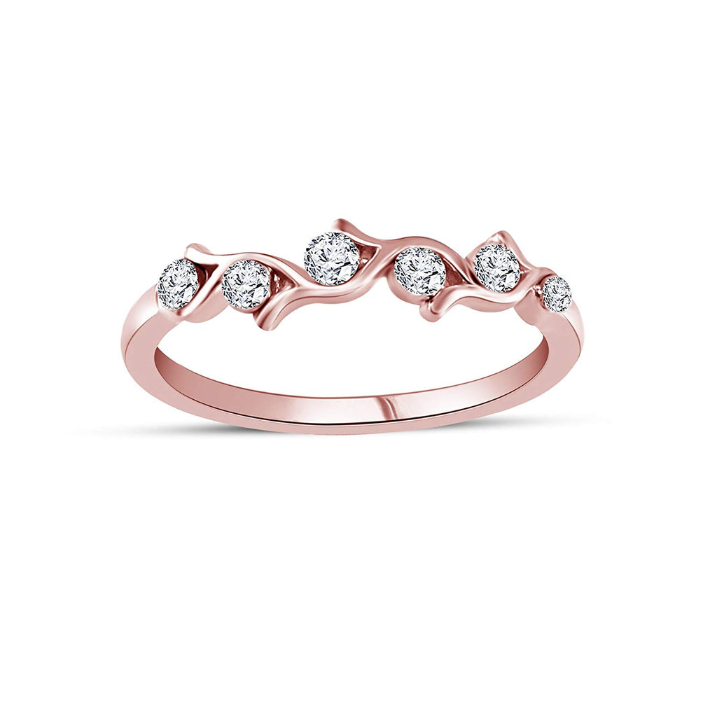 atjewels Cocktail Ring For Women's in 14K Rose Gold Over 925 Sterling Silver Round White Zirconia MOTHER'S DAY SPECIAL OFFER - atjewels.in
