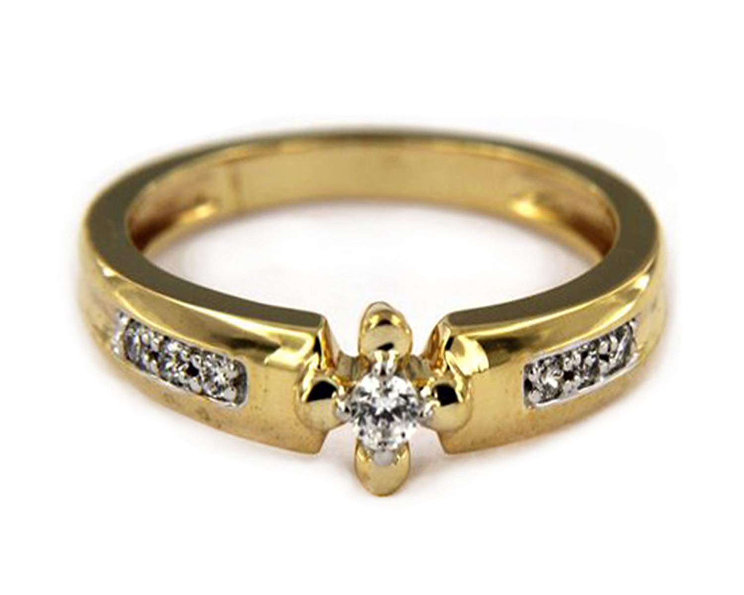 atjewels Women's Spl 14k Yellow Gold Over 925 Sterling Silver 0.32 Carat Round White CZ Solitaire With Accent Engagement Ring MOTHER'S DAY SPECIAL OFFER - atjewels.in