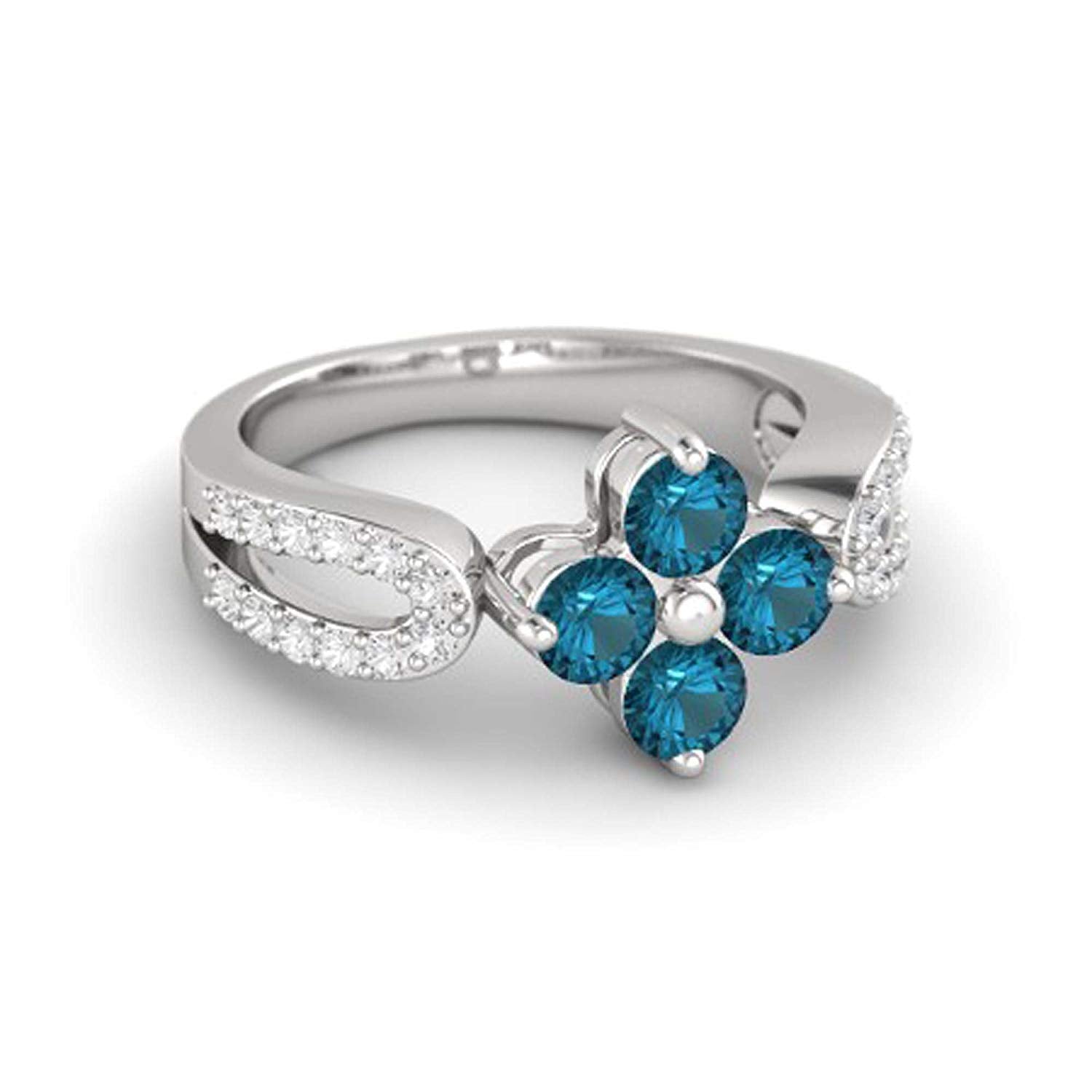 atjewels Round Cut Gemstone & White CZ .925 Sterling Silver Engagement Flower Ring For Girl's and Women's For Diwali Special - atjewels.in