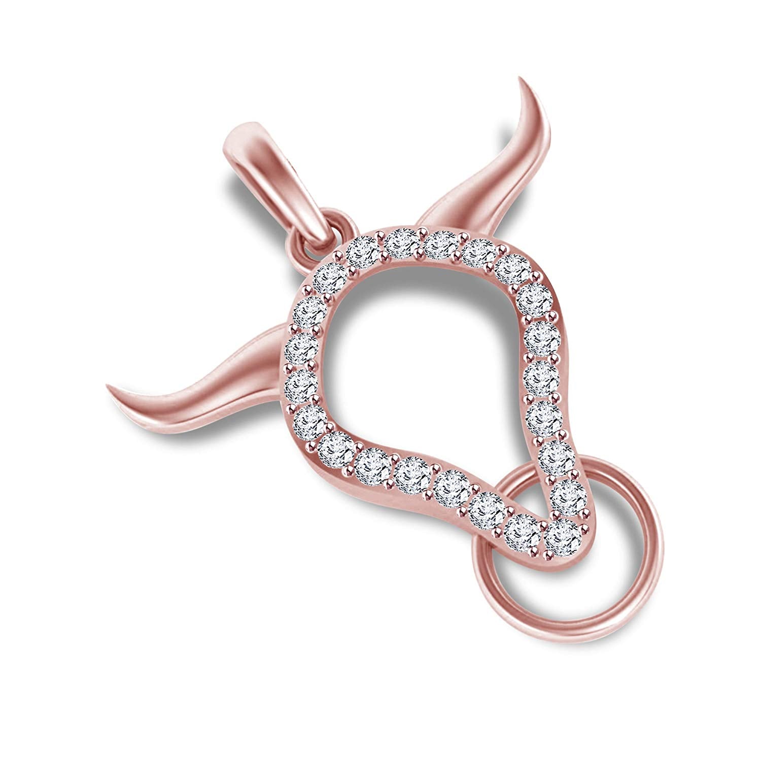 atjewels Buffalo Bulls Head Pendant in 18K Rose Gold On .925 Silver White CZ For Men's MOTHER'S DAY SPECIAL OFFER - atjewels.in
