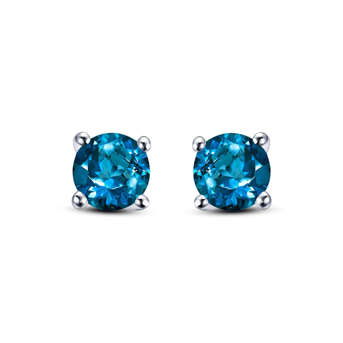 1/4 Ct 14K Gold Over 925 Sterling Silver Round Cut Gemstone Multi Color Solitaire Stud Earrings For Women's - atjewels.in