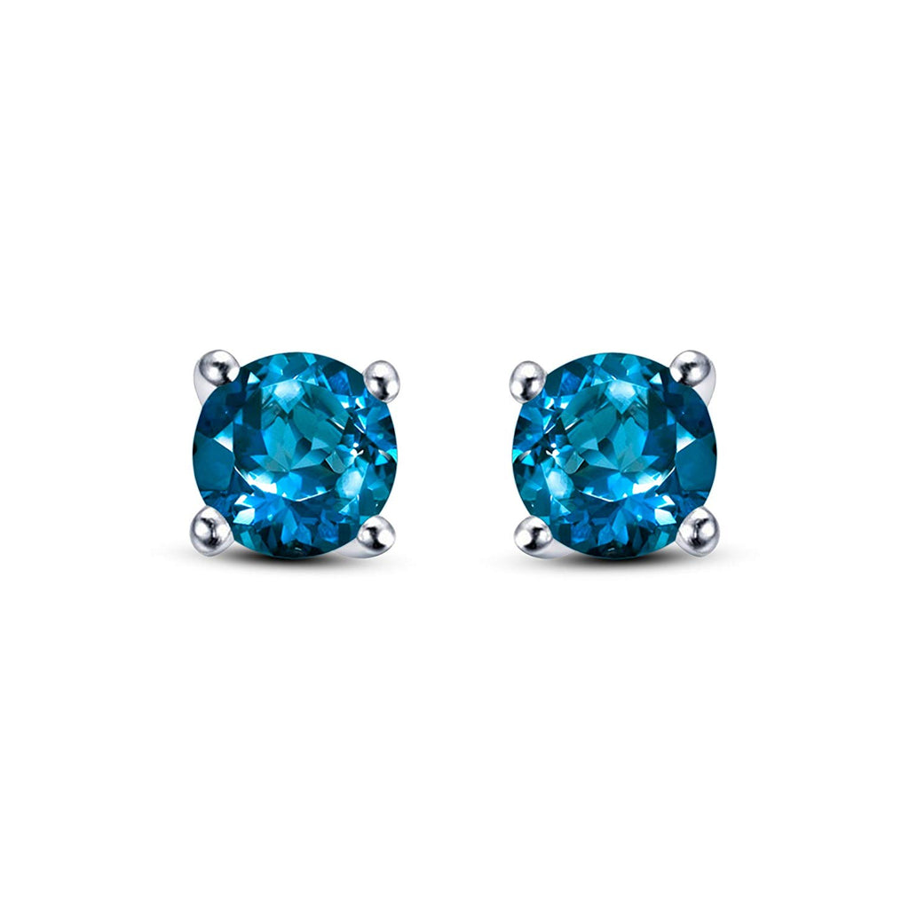 1/4 Ct 14K Gold Over 925 Sterling Silver Round Cut Gemstone Multi Color Solitaire Stud Earrings For Women's - atjewels.in