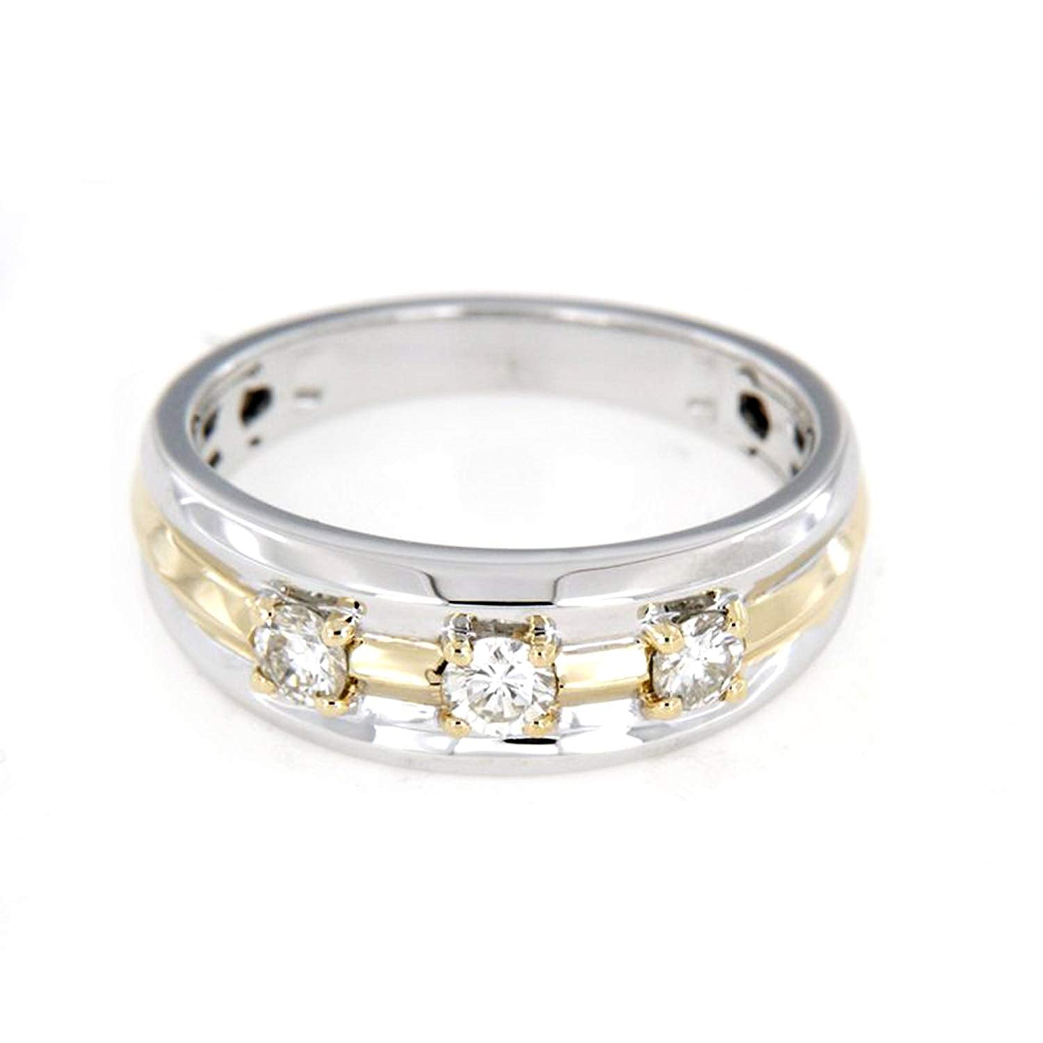 atjewels Wedding Band Ring in 18K White & Yellow Gold Over .925 Silver White CZ MOTHER'S DAY SPECIAL OFFER - atjewels.in