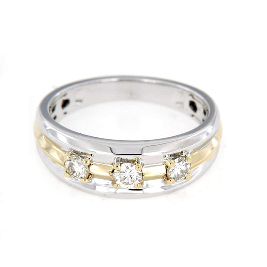 atjewels Wedding Band Ring in 18K White & Yellow Gold Over .925 Silver White CZ MOTHER'S DAY SPECIAL OFFER - atjewels.in
