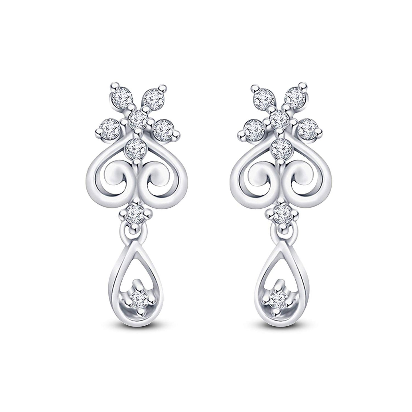 atjewels 925 Sterling Silver Round White Cubic Zirconia Dangle and Drop Earrings MOTHER'S DAY SPECIAL OFFER - atjewels.in