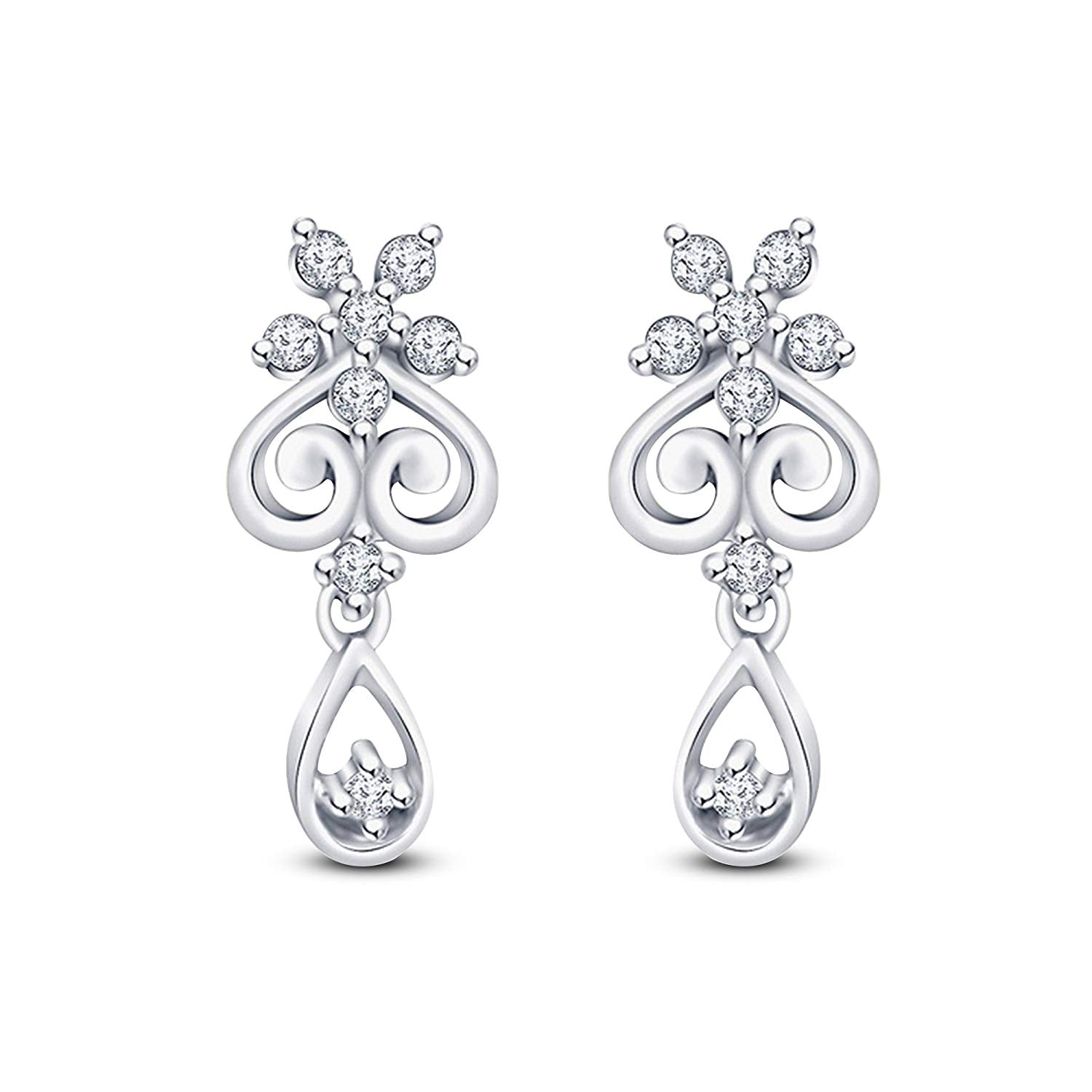 atjewels 925 Sterling Silver Round White Cubic Zirconia Dangle and Drop Earrings MOTHER'S DAY SPECIAL OFFER - atjewels.in