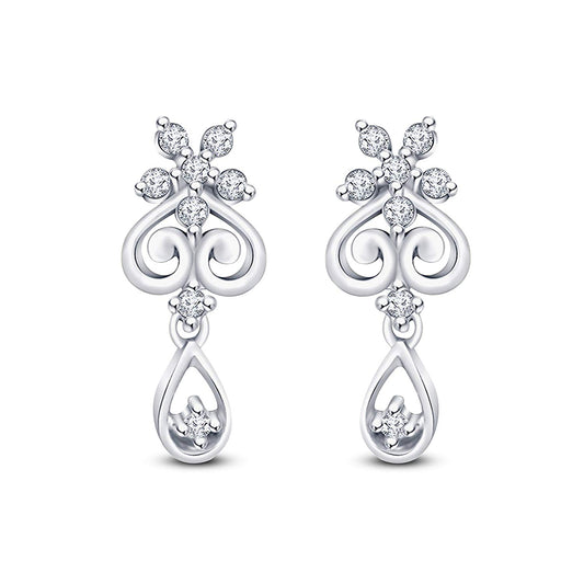 atjewels 925 Sterling Silver Round White Cubic Zirconia Dangle and Drop Earrings MOTHER'S DAY SPECIAL OFFER - atjewels.in