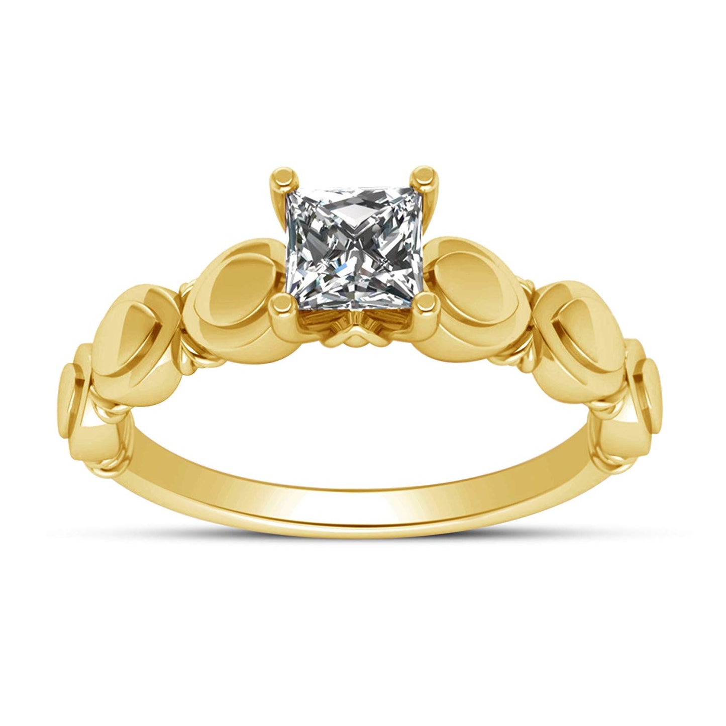 atjewels Princess Cut White Cubic Zirconia with 18K Yellow Gold Over 925 Sterling Solitaire Engagement Ring For Women's MOTHER'S DAY SPECIAL OFFER - atjewels.in