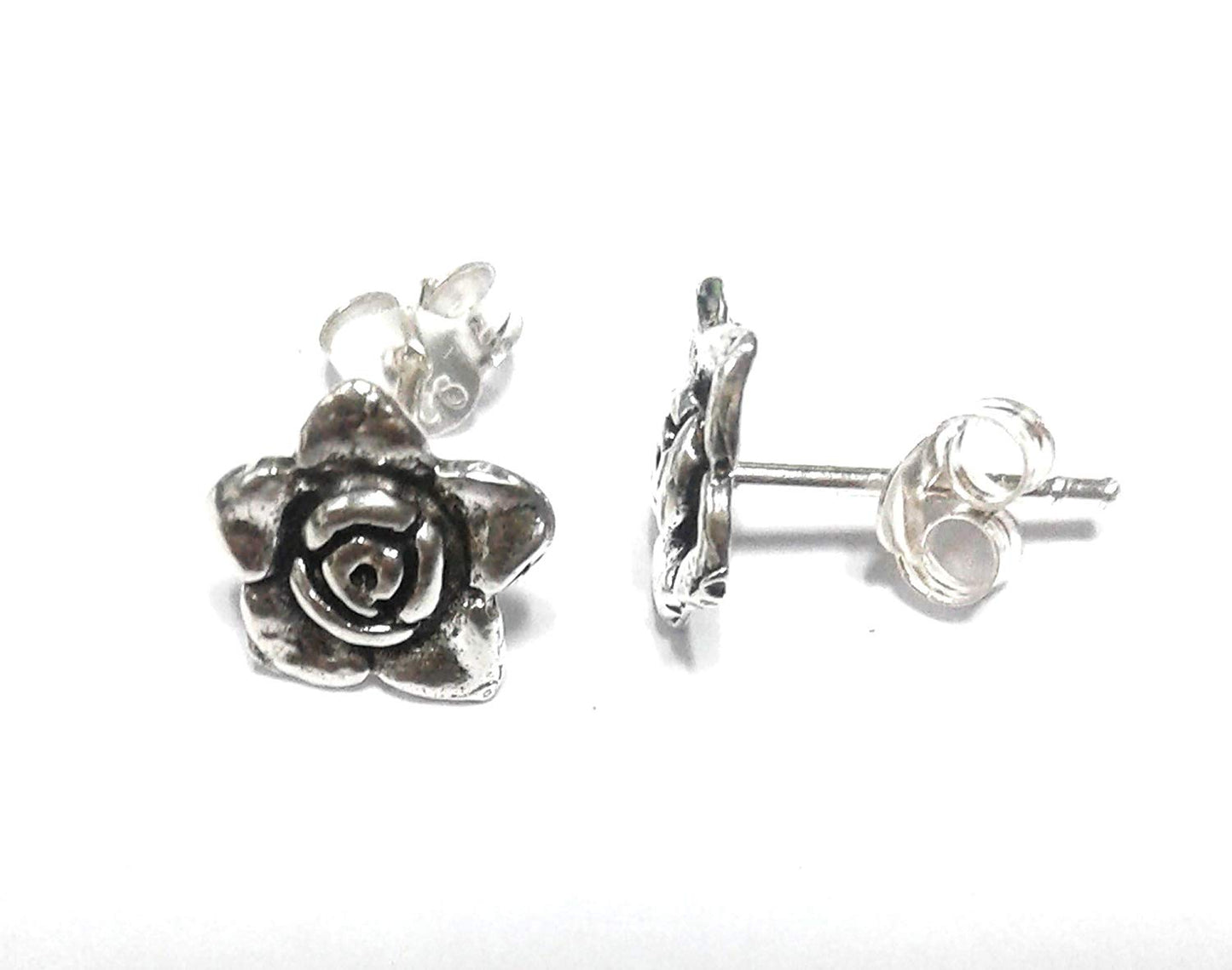 atjewels Oxidised .925 Sterling Silver Rose Stud Earrings For Girl's and Women's For MOTHER'S DAY SPECIAL OFFER - atjewels.in