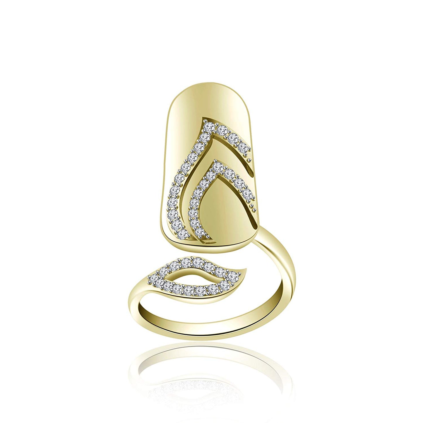 14k White Gold Over .925 Sterling Round Fashionable White Zircon Nail Ring Free Sizing For Women's - atjewels.in