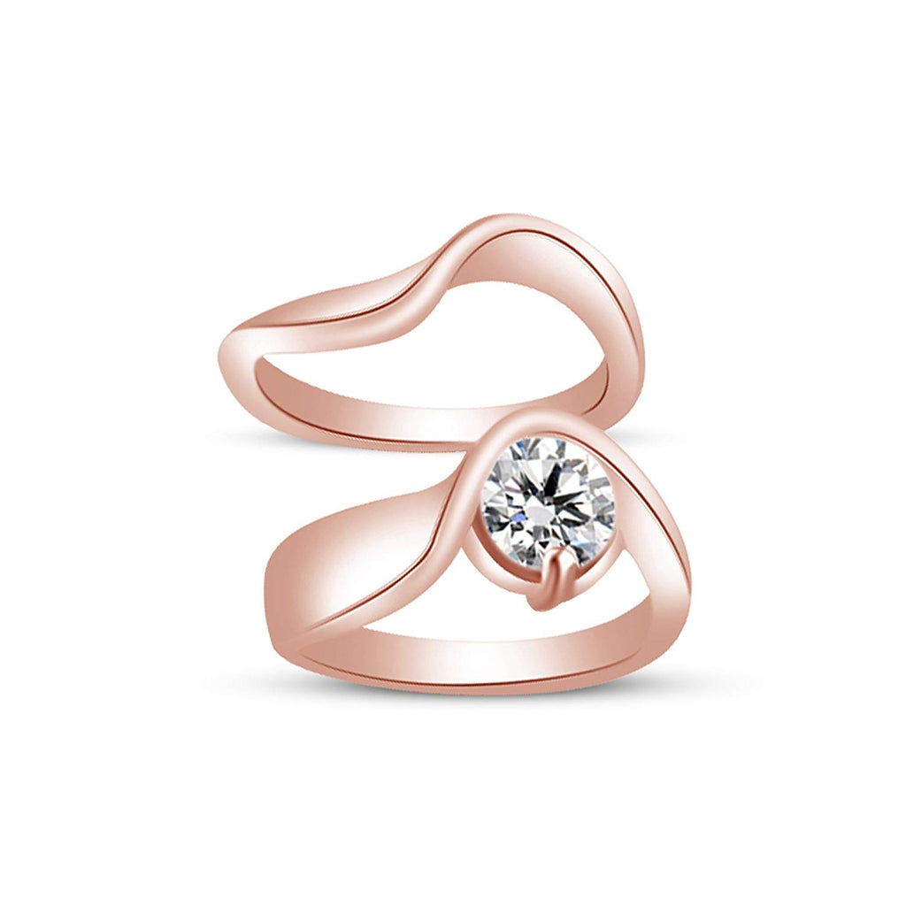atjewels 14K Rose Gold Over Sterling Round White CZ Bridal Set Ring for Women's MOTHER'S DAY SPECIAL OFFER - atjewels.in
