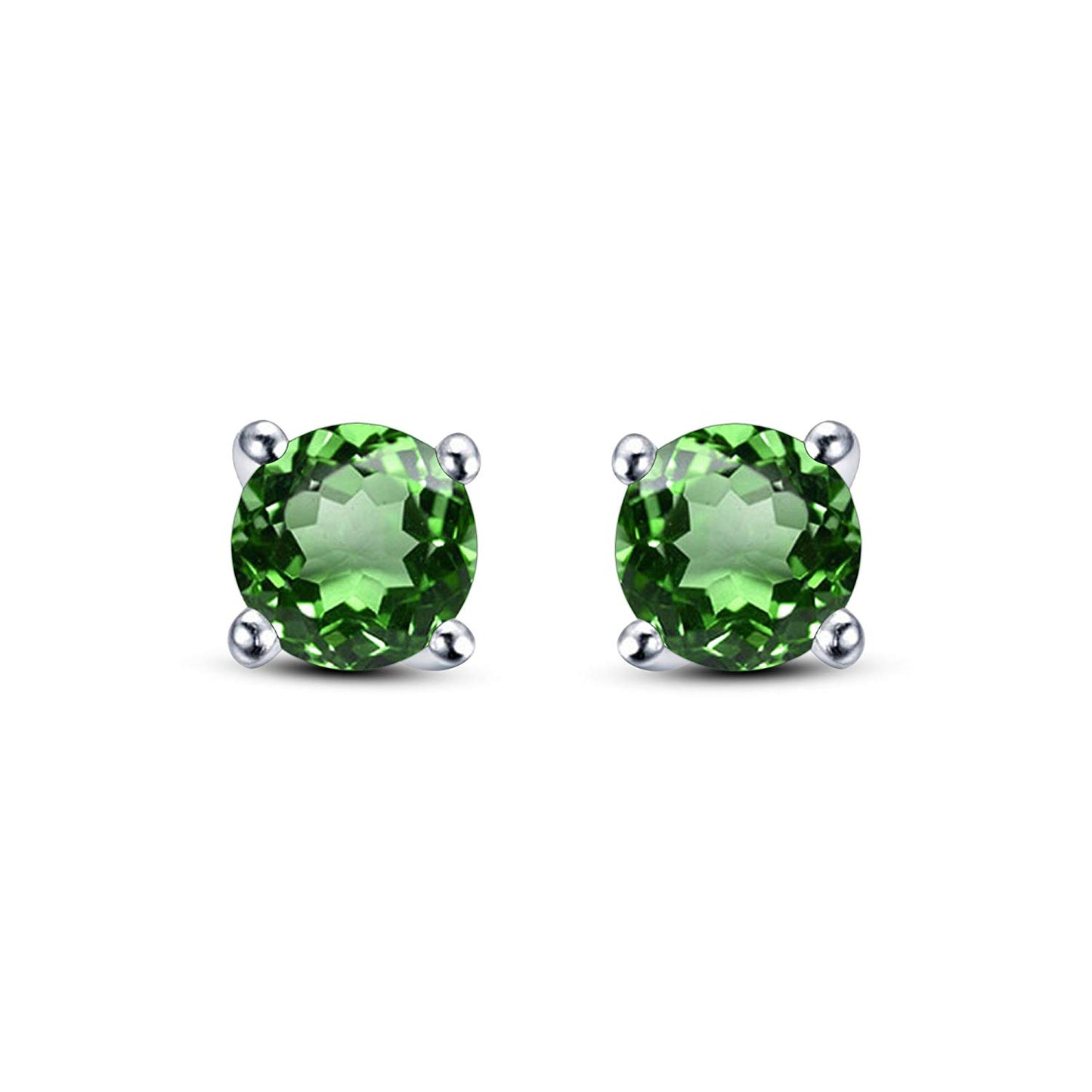 1/4 Ct 14K Gold Over 925 Sterling Silver Round Cut Gemstone Multi Color Solitaire Stud Earrings For Women's - atjewels.in