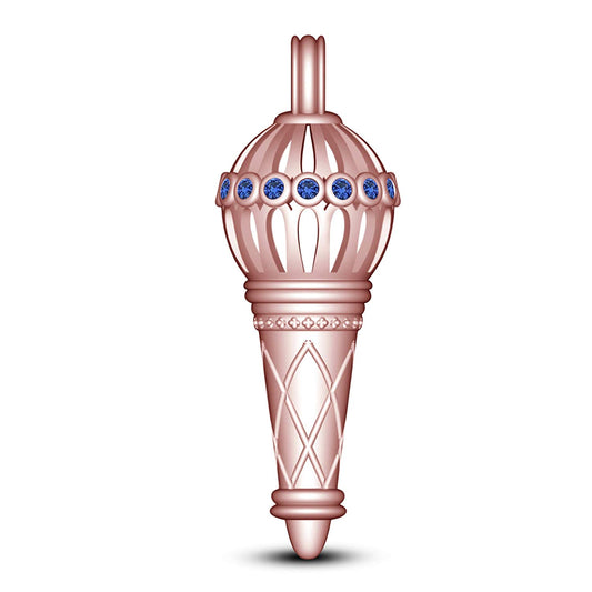 atjewels Bajrangi Bhaijan Style Gadha Pendant Blue Sapphire Rose Gold Finish .925 Silver For Men's MOTHER'S DAY SPECIAL OFFER - atjewels.in