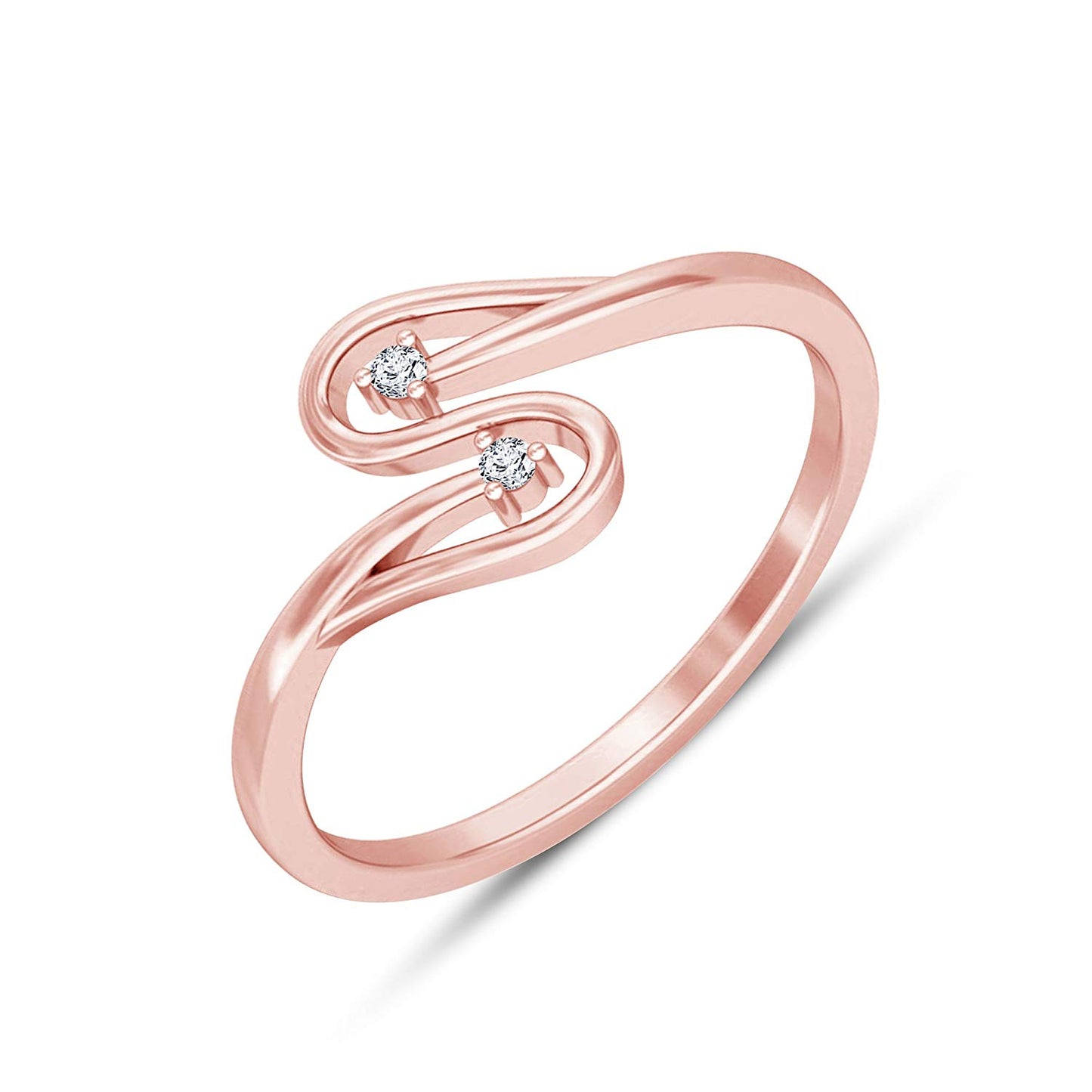 atjewels 14K Rose Gold Over 925 Silver Round White CZ Bypass Ring MOTHER'S DAY SPECIAL OFFER - atjewels.in