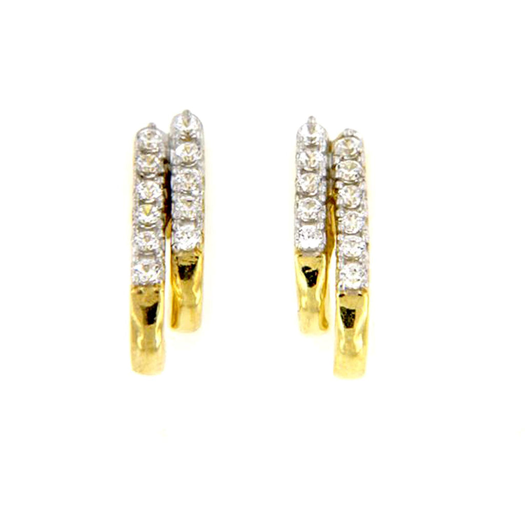 atjewels Women's Daily Use White CZ Hoop Earrings in 18k Yellow Gold Over 925 Sterling Silver MOTHER'S DAY SPECIAL OFFER - atjewels.in