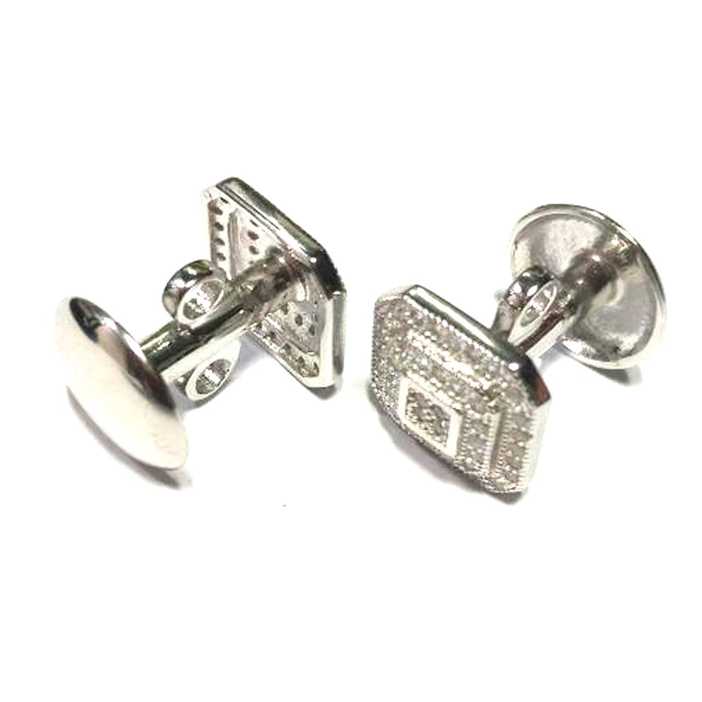 atjewels .925 Sterling silver Round Cut White Cubic Zircon Pair Of Hexagon Shape Cufflink For Men MOTHER'S DAY SPECIAL OFFER - atjewels.in