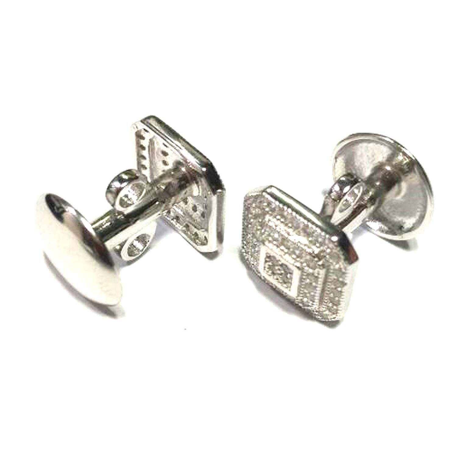 atjewels .925 Sterling silver Round Cut White Cubic Zircon Pair Of Hexagon Shape Cufflink For Men MOTHER'S DAY SPECIAL OFFER - atjewels.in