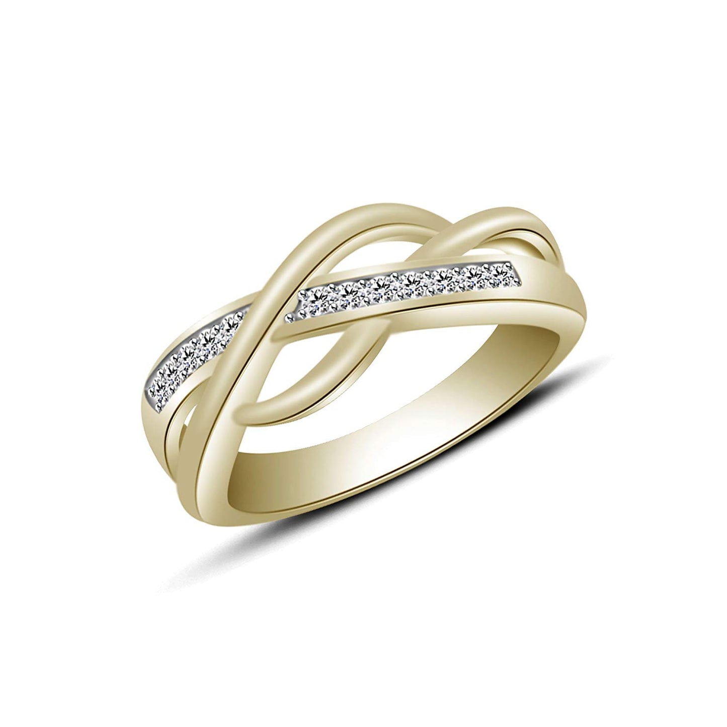 14k Yellow Gold Over 925 Silver .029 Ct Round Shape Band Ring Free Sizing For Women MOTHER'S DAY SPECIAL OFFER - atjewels.in