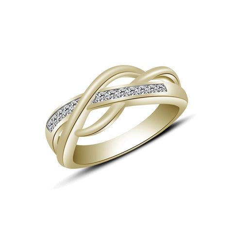 14k Yellow Gold Over 925 Silver .029 Ct Round Shape Band Ring Free Sizing For Women MOTHER'S DAY SPECIAL OFFER - atjewels.in