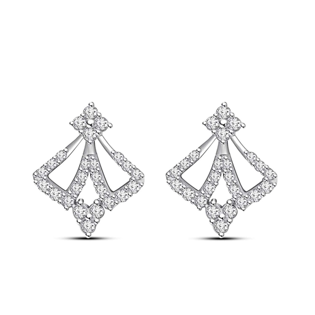 atjewels 18K White Gold Over 925 Silver Round White CZ Engagement Stud Earrings For Women's MOTHER'S DAY SPECIAL OFFER - atjewels.in