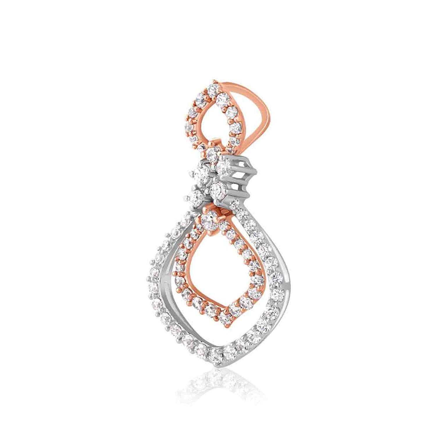 atjewels 14K Rose and White Gold Over 925 Silver Round White CZ Christmas Speacial Pendant MOTHER'S DAY SPECIAL OFFER - atjewels.in