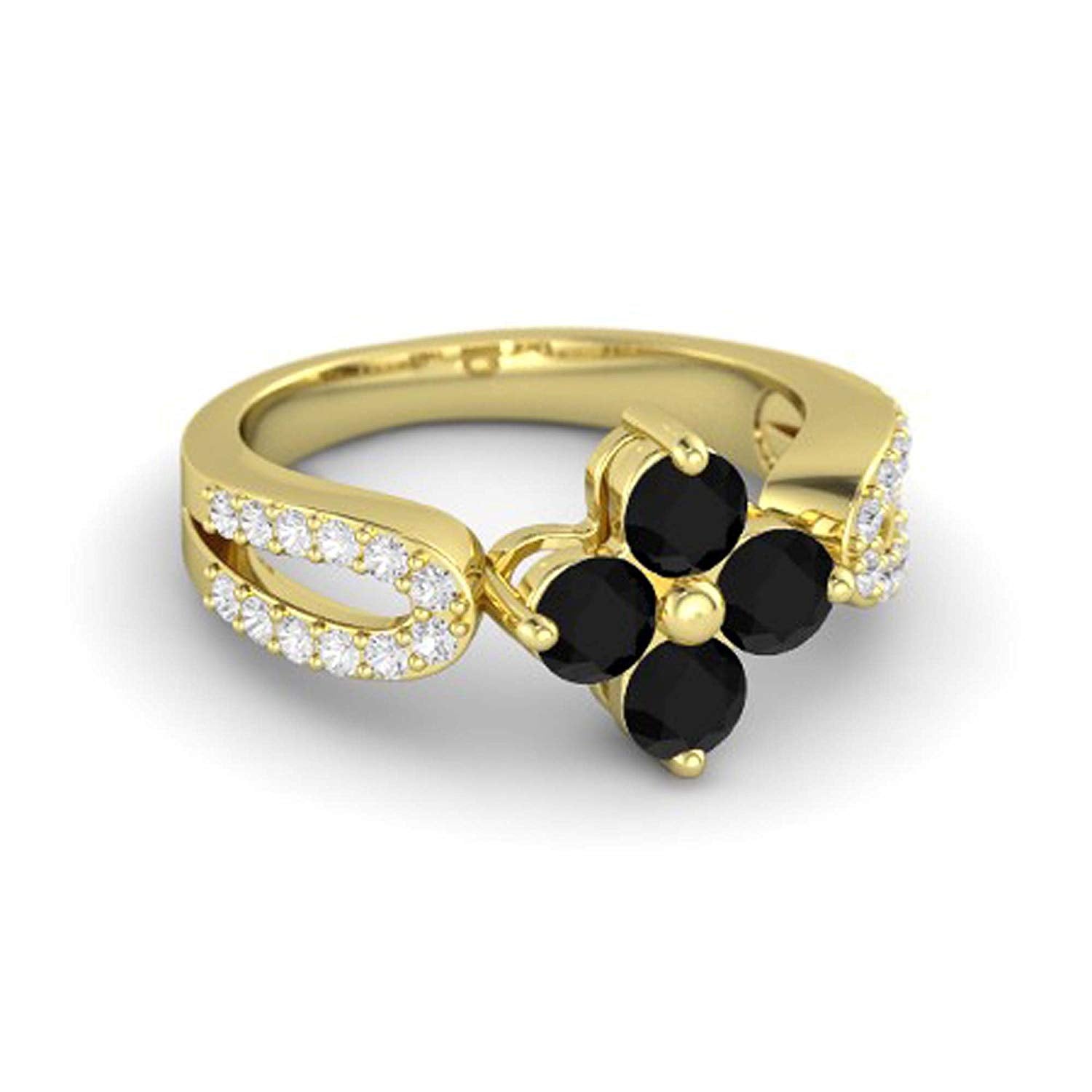 atjewels Round Cut Gemstone & White CZ .925 Sterling Silver Engagement Flower Ring For Girl's and Women's For Diwali Special - atjewels.in