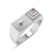 atjewels Round Pink Sapphire 925 Sterling Silver Star Band Ring For Men's MOTHER'S DAY SPECIAL OFFER - atjewels.in