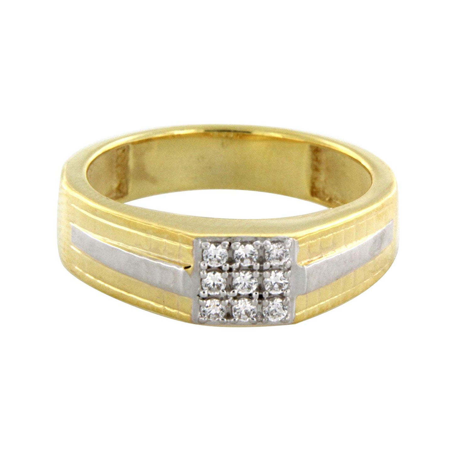 atjewels 18K Twotone Gold Over .925 Sterling Silver Round White CZ Wedding Band Ring MOTHER'S DAY SPECIAL OFFER - atjewels.in